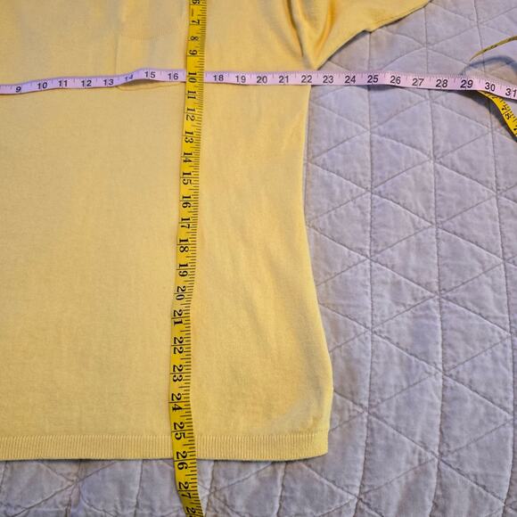 Talbots Sweater Women's L Yellow Cotton Wool Cashmere Classic Career Spring Prep - Picture 7 of 7